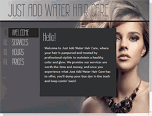 Tablet Screenshot of justaddwaterhaircare.com